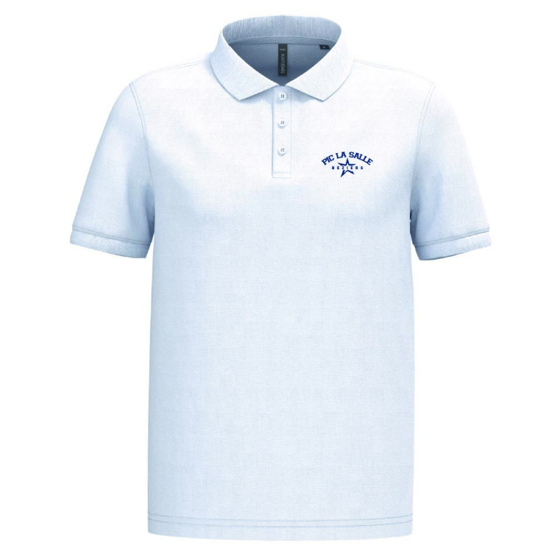 Polo piqué manches courtes homme Blanc – 100% Coton – Pic La Salle Béziers